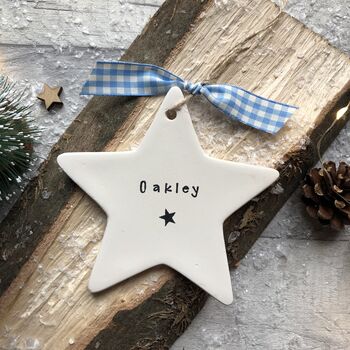 Personalised Baby's First Christmas 2023 Ceramic Star, 5 of 6