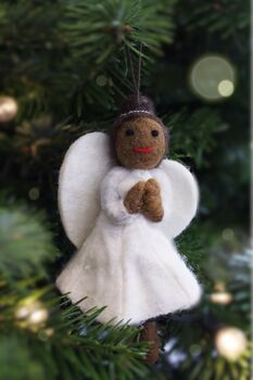 Christmas Black Angel Fair Trade Handmade Felt, 2 of 10