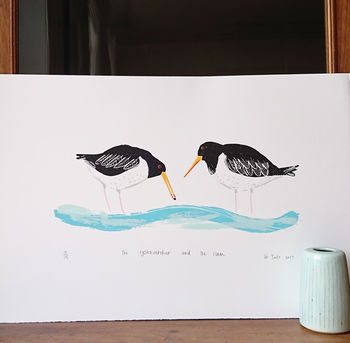 The Oystercatcher And The Clam Handprinted Screenprint, 2 of 3