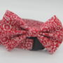 Red Floral Print Dog Bow Tie, thumbnail 1 of 7