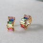 Rainbow Crystal Baguette Huggies Gold Plated, thumbnail 1 of 5