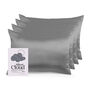 Silver Cloud Charcoal Satin Pillowcase Four Pack, thumbnail 1 of 8