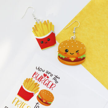 You Are The Burger To My Fries Valentine's Earrings, 9 of 12