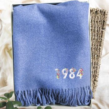Blanket Scarf Personalised Year 60th Birthday For Her, 3 of 8