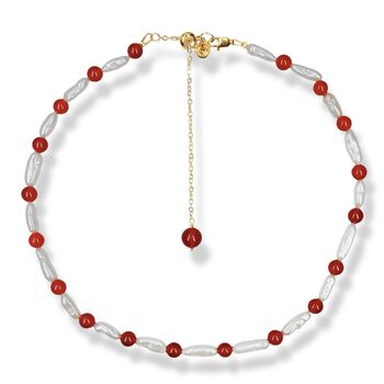 Red Agate And Lute Pearl Necklace, 4 of 4