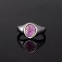Silver Purple Gemstone Oval Signet Ring For Men / Women, thumbnail 6 of 11