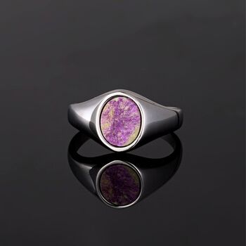Silver Purple Gemstone Oval Signet Ring For Men / Women, 6 of 11