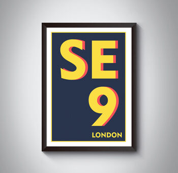 Se9 Eltham London Postcode Typography Print, 3 of 5