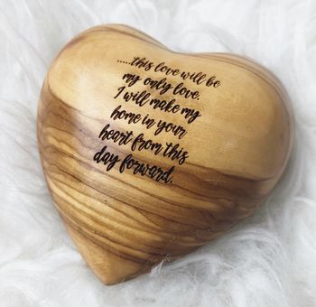 Personalised Olive Wood Valentine Anniversary Heart, 4 of 11