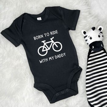 Born To Ride With Daddy Cycling Babygrow, 4 of 11