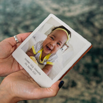 Personalised New Baby Glazed Ceramic Photo Tile, 2 of 6