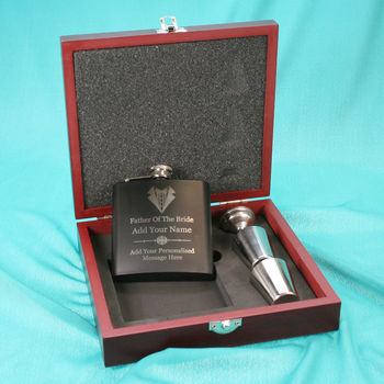 Personalised Father Of The Bride Hip Flask Silver Cups, 4 of 8