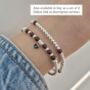 Sterling Silver January Garnet Beaded Bracelet: January Birthstone, Personalised Heart Charm, thumbnail 7 of 8