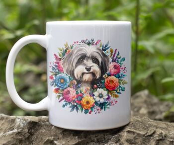 Personalised Havanese Summer Floral Dog Wreath Cushion And Mug Gift Bundle, 2 of 4