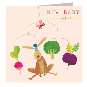 Gold Foiled Baby Girl Mobile Card, 2 of 3