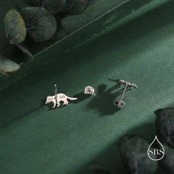 Sterling Silver Very Cute Racoon Stud Earrings, 9 of 12