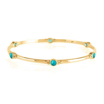 Holi Jewel Turquoise Bangle In Silver Or Gold Plated, 5 of 12