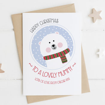 Cute Polar Bear Christmas Card For Mummy, 2 of 2