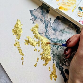 Personalised Golden Scotland Watercolour Map Giclee, 2 of 12