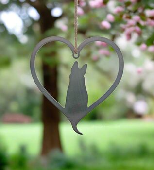 Dog Pointed Ears Silhouette Steel Heart, 3 of 4