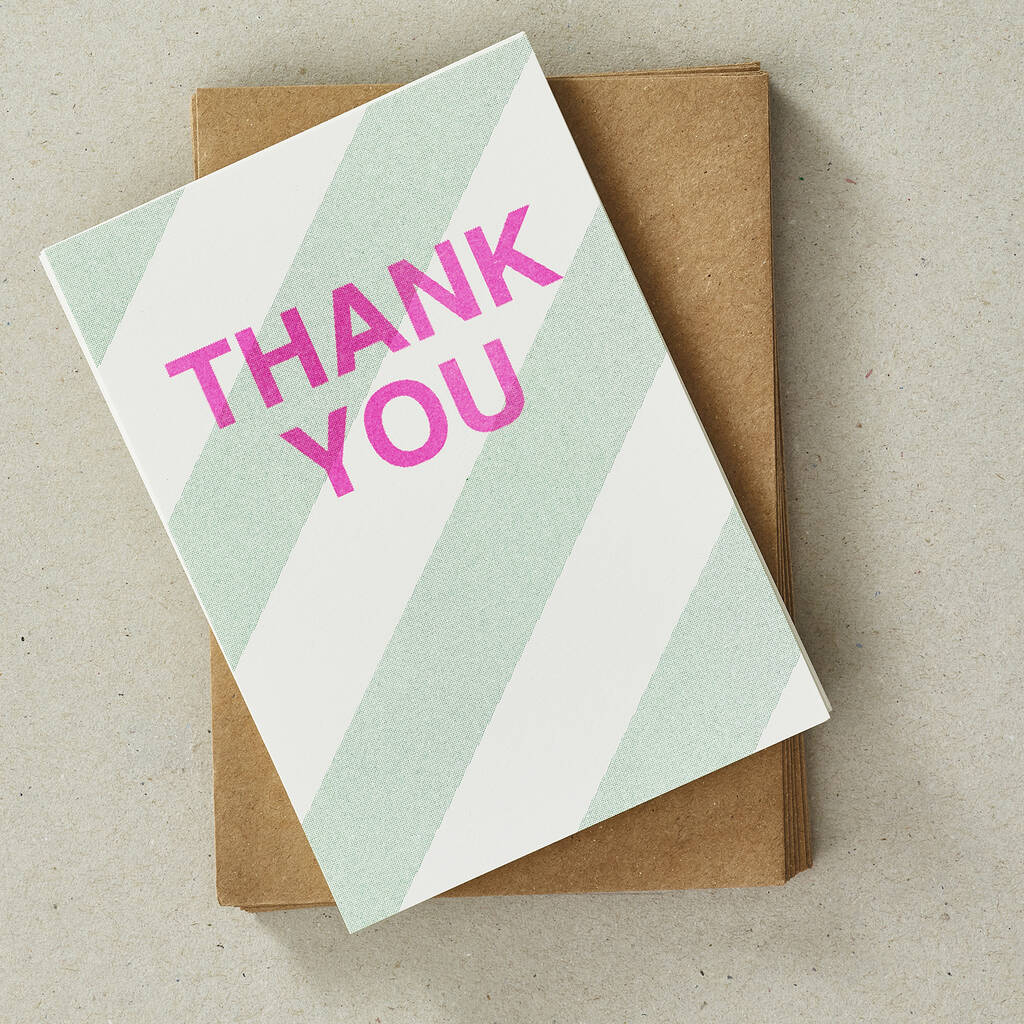 12 Thank You Postcards Green Diagonals By Petra boase Ltd ...