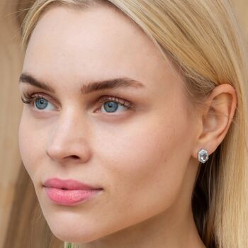 Hexagon Blue Topaz 925 Sterling Silver Stud Earrings, 2 of 3