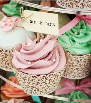 Set Of Ten 'Mr And Mrs' Cupcake Toppers, 2 of 5