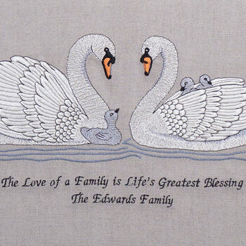 Personalised Embroidered Swan Family Artwork, 2 of 5