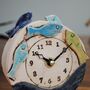 Handmade Clock With Fish Coloured In Blues, thumbnail 5 of 8