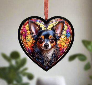 Chihuahua Stained Glass Effect Heart Suncatcher, 2 of 7