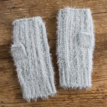 Soft Knit Hand Warmers In Grey, 2 of 3