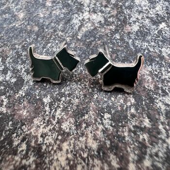 Scottie Dog Earrings Sterling Silver Dog Stud Earrings, 2 of 6
