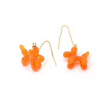 Balloon Poodle Threader Earrings Orange, 2 of 4