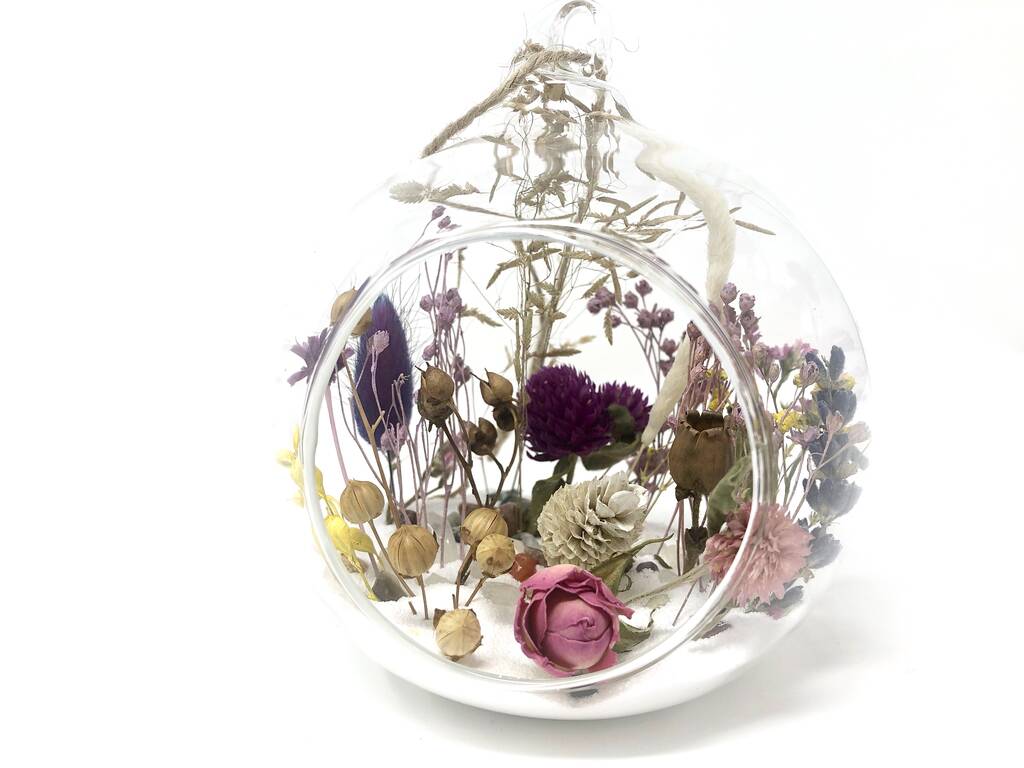Image of Dried Flower Terrarium, White