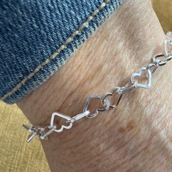Sterling Silver Heart Link Bracelet, 3 of 4