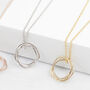 Karma Circle Necklace In Silver, 18ct Gold, thumbnail 5 of 6