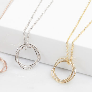 Karma Circle Necklace In Silver, 18ct Gold, 5 of 6