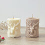 White Christmas Stag Pillar Candle Christmas Reindeer, thumbnail 4 of 10