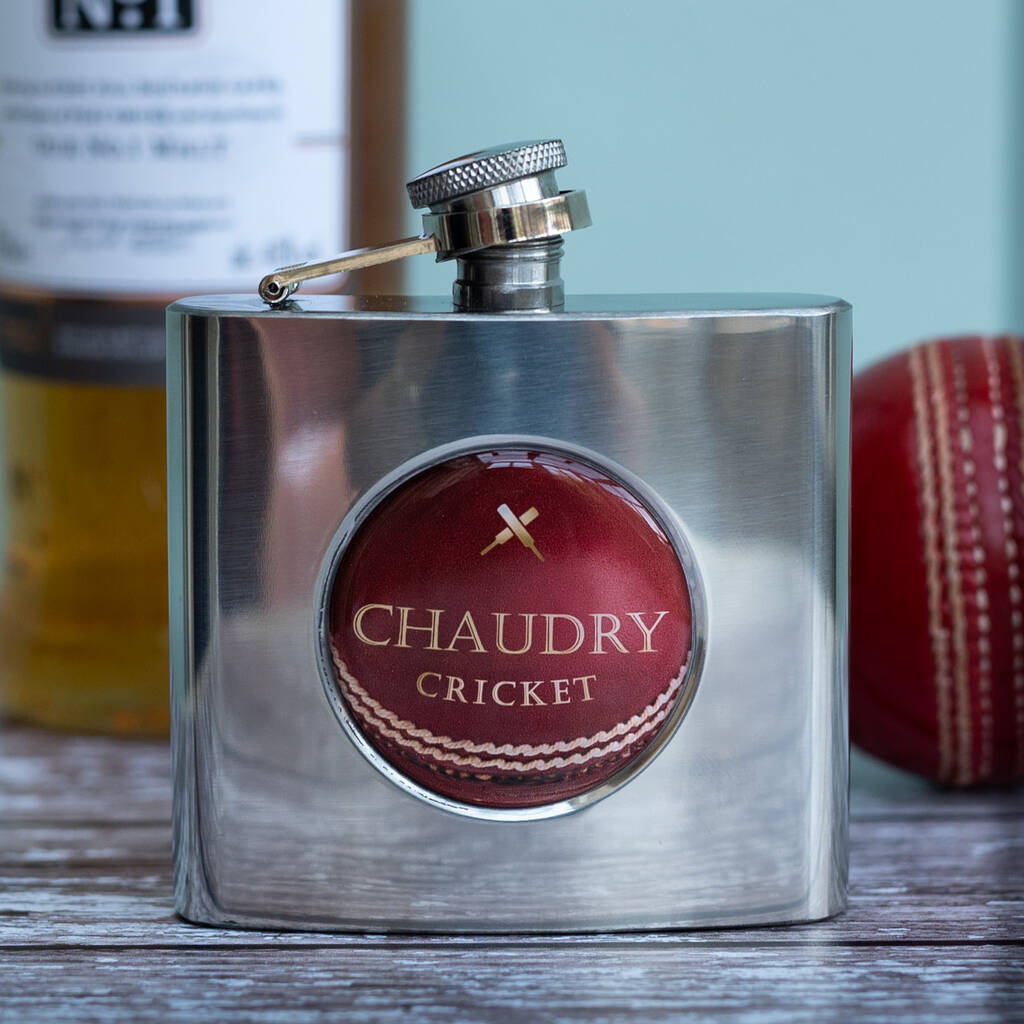 Personalised Cricket Hip Flask, 1 of 4