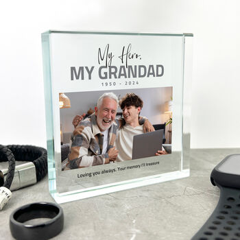 Personalised Memorial Bold Text Photo Crystal Token, 2 of 6