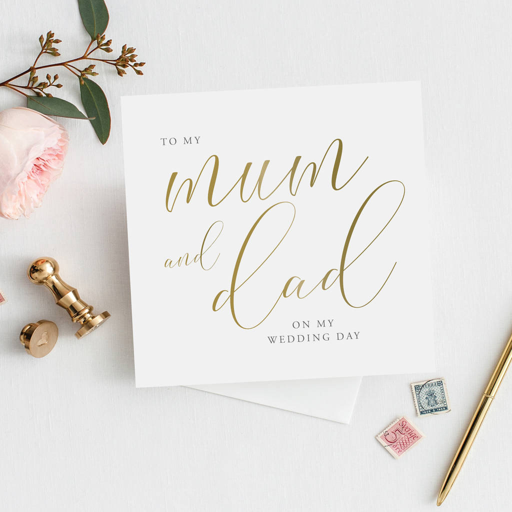 To My Mum And Dad Card | Gold Effect Script, 1 of 2