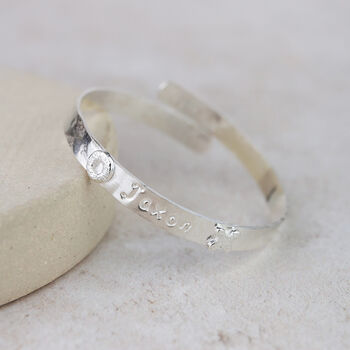 Sterling Silver Personalised Boys Christening Bangle, 6 of 10