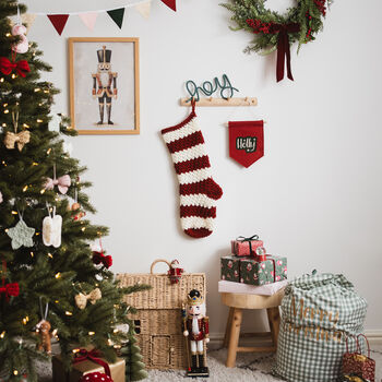 Personalised Red Stripe Hand Crocheted Stocking, 4 of 9