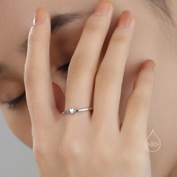 Sterling Silver Extra Tiny Heart Ring, 5 of 10