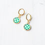 Green And White Checkerboard Earrings, thumbnail 7 of 8