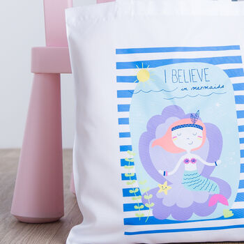 I Believe In Mermaids Under The Sea Colourful Tote Bag, 4 of 4