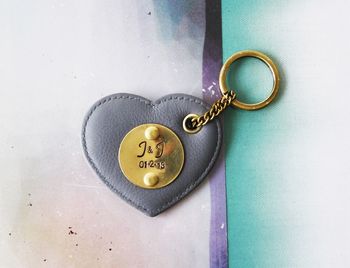 Personalised Leather Heart Keyring, 3 of 5