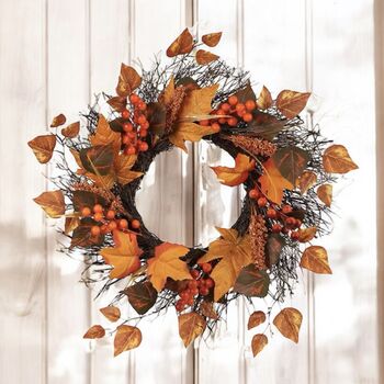 Light Up Maple Leaf Autumn Rattan Wreath, 2 of 7