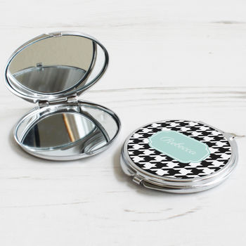 Personalised Houndstooth Compact Mirror, 6 of 6