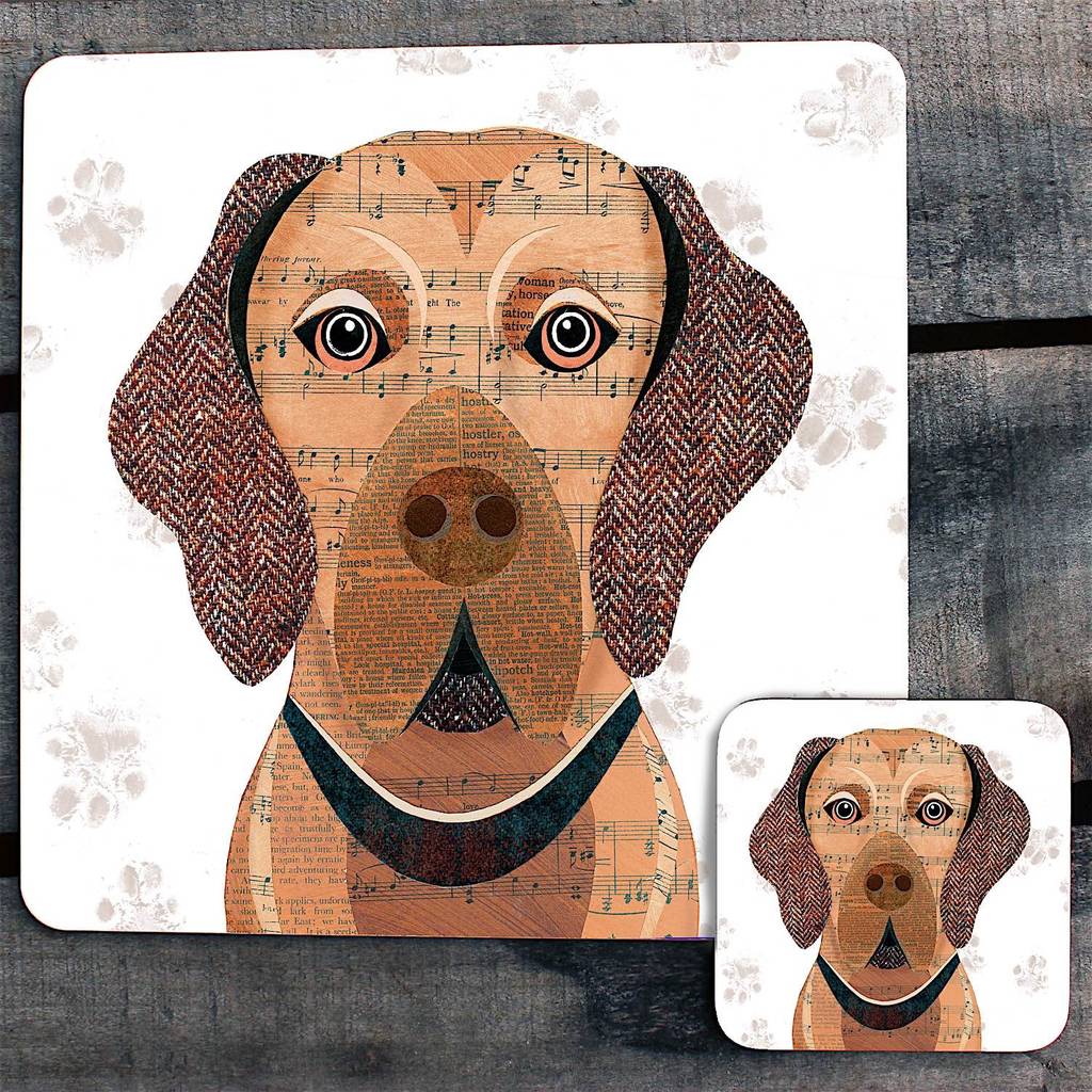 Vizsla Personalised Dog Placemat/Coaster By Simon Hart
